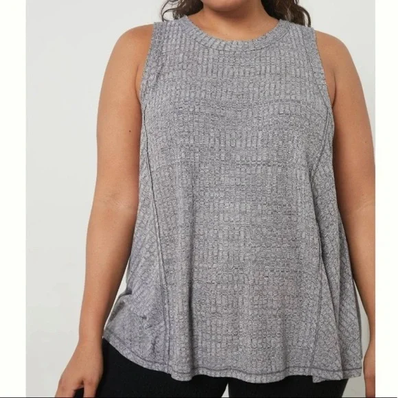 NWT Daily Practice by Anthropologie Comfy Waffle Knit Tunic Tank Top In Grey - Picture 2 of 9